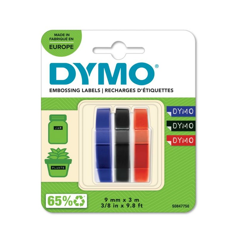 ETICHETTE LABEL PER DYMO KIT 3PZ NERO-BLU-ROSSO S0847750 3,3 9MM TAPE EU