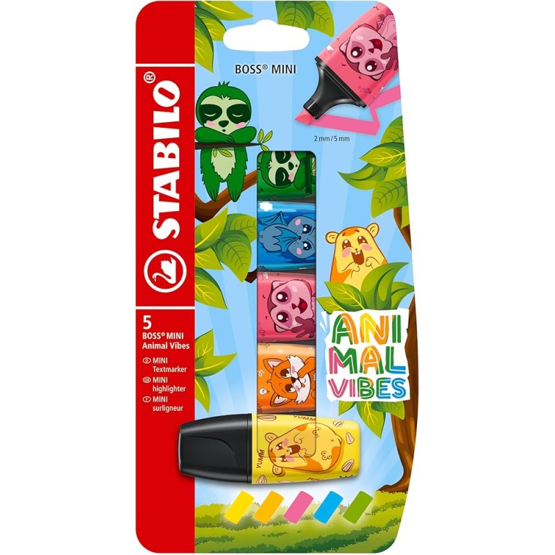 EVIDENZIATORI STABILO MINI ANIMAL VIBES 5 PZ B-62416-10