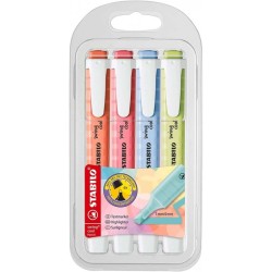 EVIDENZIATORI STABILO SWING COOL PASTEL 4PZ CARDBOARD PESCA - ROSA - AZZURRO - LIME 275/4-08-1