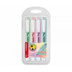 EVIDENZIATORI STABILO SWING COOL PASTEL 4PZ CARDBOARD VERDE ACQUA - ROSA -  LILLA - AZZURRO 275/4-08