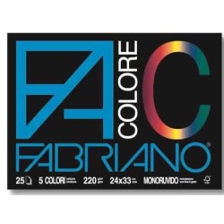 FABRIANO BLOCCO 24X33 COLOR 220 GR 25 FG 5 COLORI