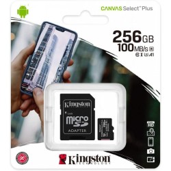 Kingston Canvas Select Plus SDCS3/256GB Scheda microSD Classe 10 con Adattatore SD Incluso, 256 GB