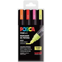 MARKER UNI POSCA PM-5 CONFEZIONE 4 COLORI rosso, rosa, arancio e giallo