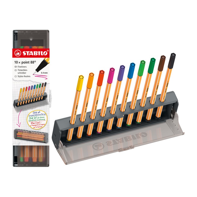 PENNE STABILO POINT 88 CLICK SET 10 COLORI 8810-5