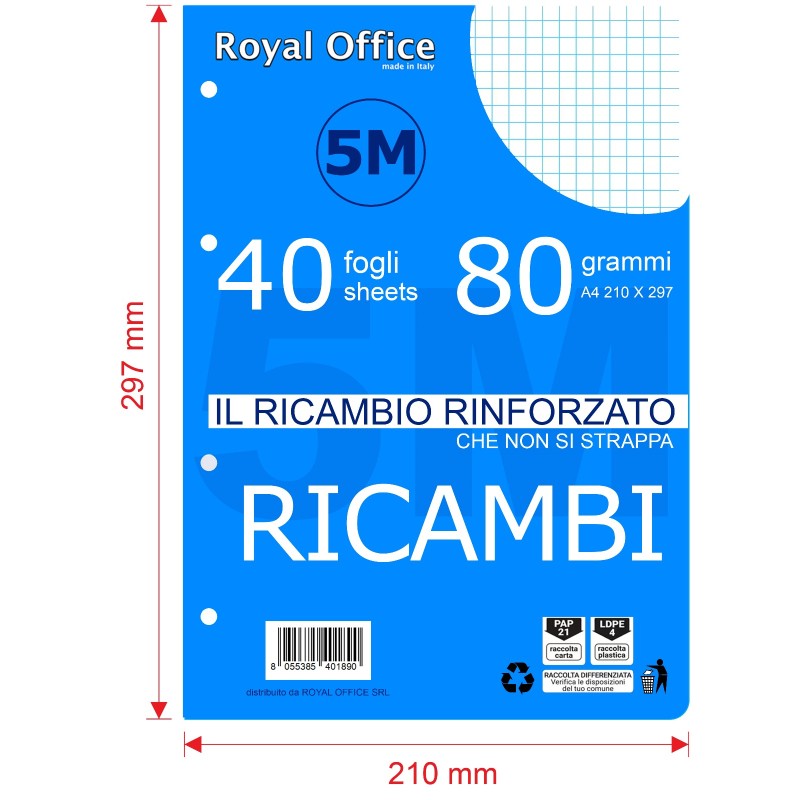 RICAMBI RINFORZATI ROYAL OFFICE 80GR 40FF 5M