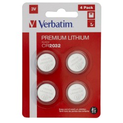 VERBATIM LITHIUM BATTERY CR2032 3V 4 PACK 49533