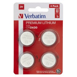 VERBATIM LITHIUM BATTERY CR2430 3V 4 PACK 49534