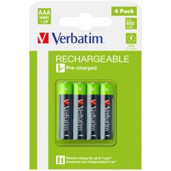 VERBATIM RECHARGEABLE BATTERY AAA 4 PACK / HR03 49514