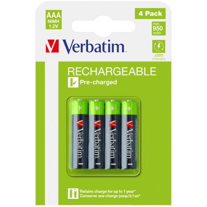VERBATIM RECHARGEABLE BATTERY AAA 4 PACK / HR03 49514